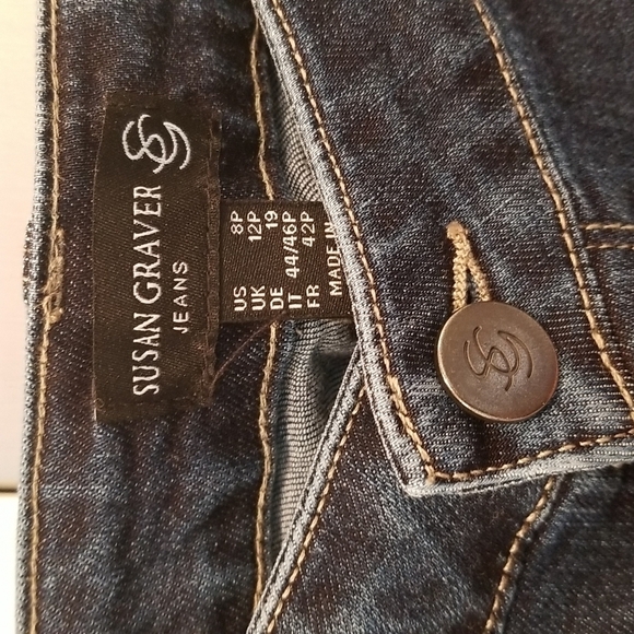 💕SUSAN GRAVER💕 Regular High Stretch Denim Crop Jeans with Ties 8P - Picture 13 of 16